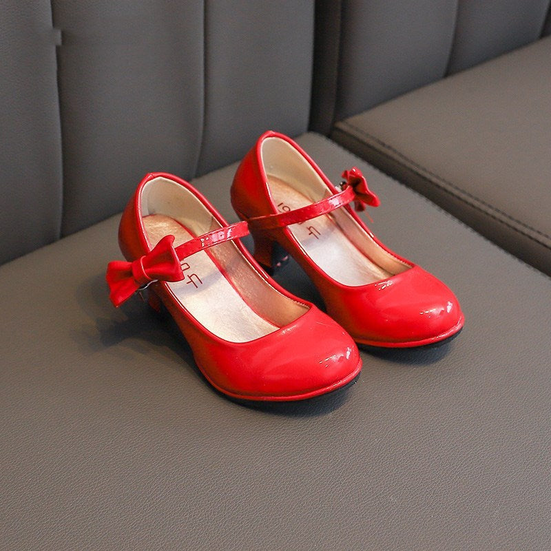 Girls bright bow high heels