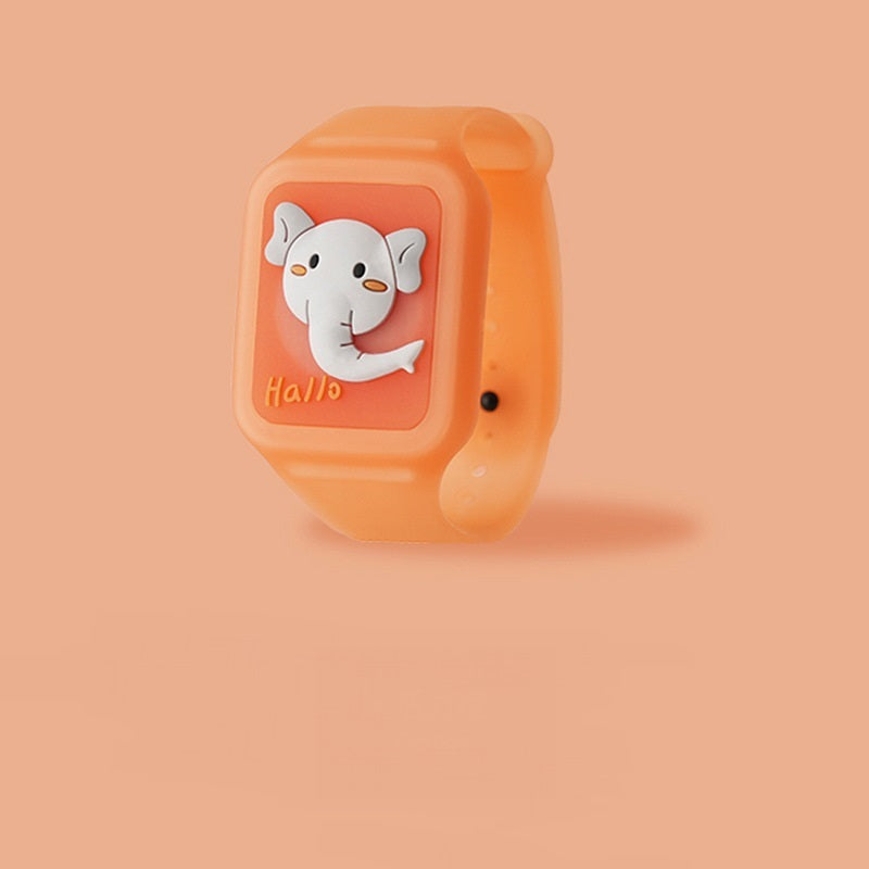 Button Press Flash Light Emitting Three-dimensional Square Cartoon Anti-mosquito Watch