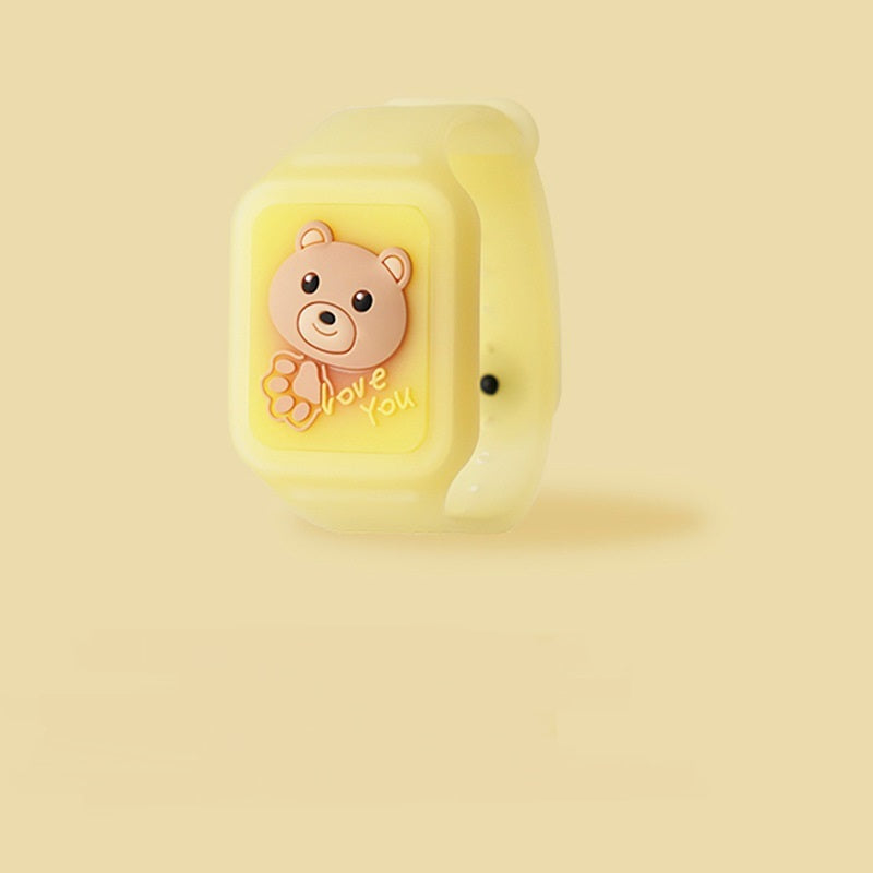 Button Press Flash Light Emitting Three-dimensional Square Cartoon Anti-mosquito Watch