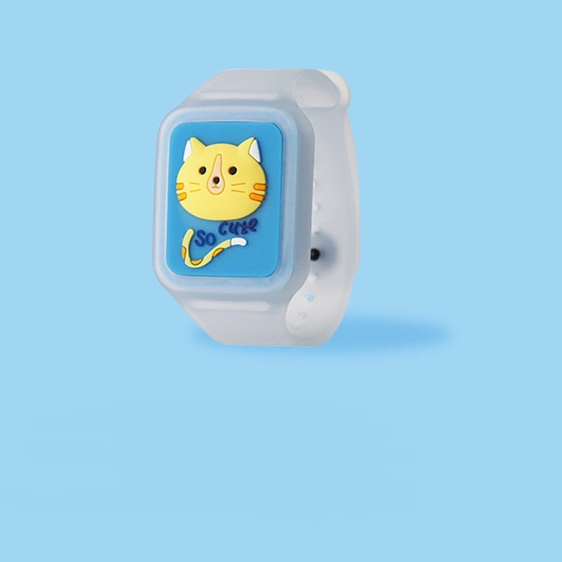 Button Press Flash Light Emitting Three-dimensional Square Cartoon Anti-mosquito Watch