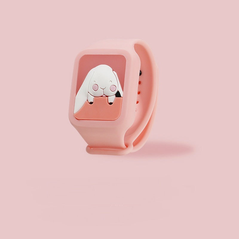 Button Press Flash Light Emitting Three-dimensional Square Cartoon Anti-mosquito Watch