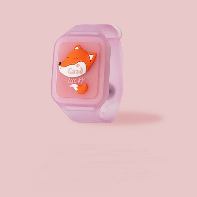 Button Press Flash Light Emitting Three-dimensional Square Cartoon Anti-mosquito Watch