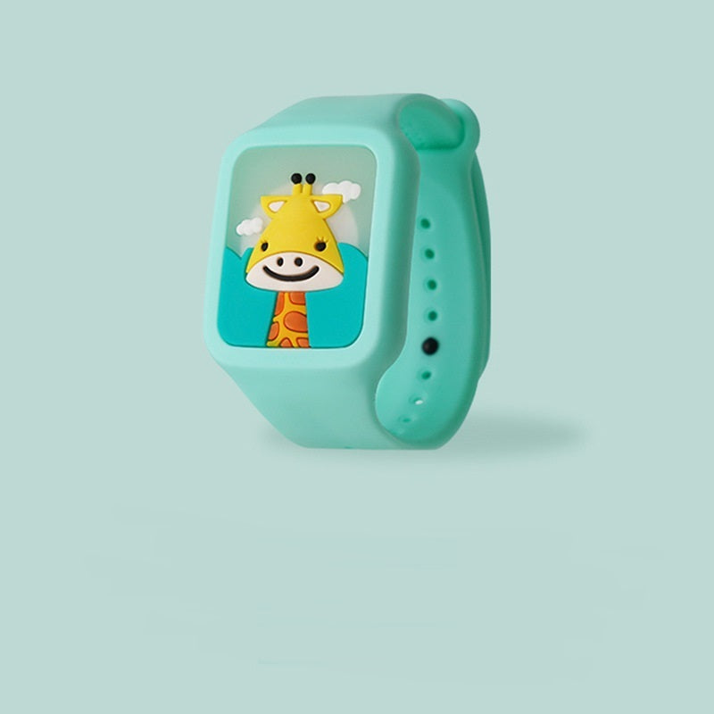 Button Press Flash Light Emitting Three-dimensional Square Cartoon Anti-mosquito Watch