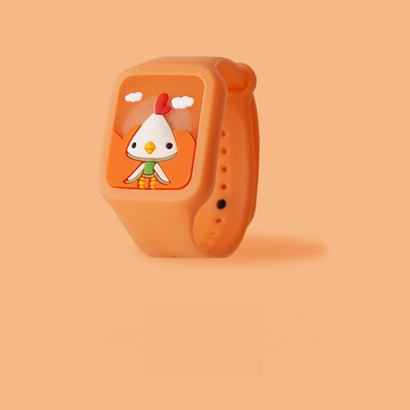 Button Press Flash Light Emitting Three-dimensional Square Cartoon Anti-mosquito Watch