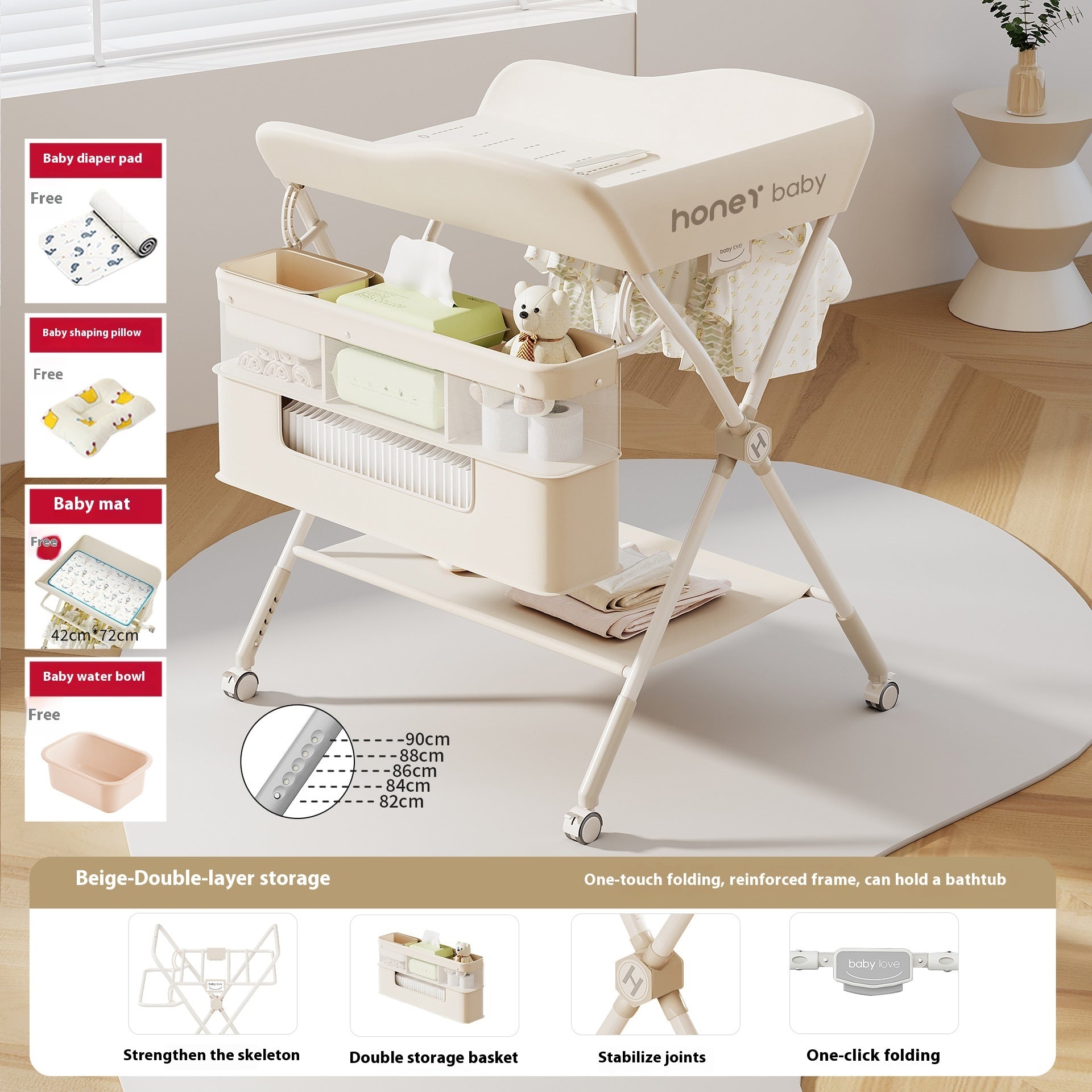 Multifunctional Foldable Diaper-changing Table Baby Care Urine Exchange