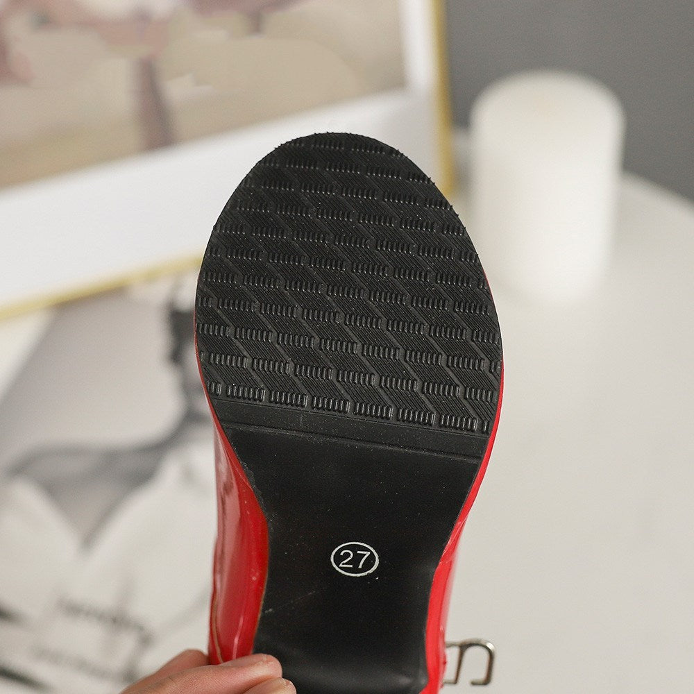 Girls bright bow high heels