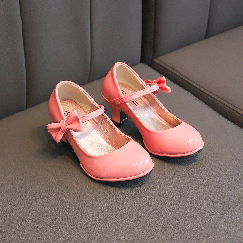Girls bright bow high heels