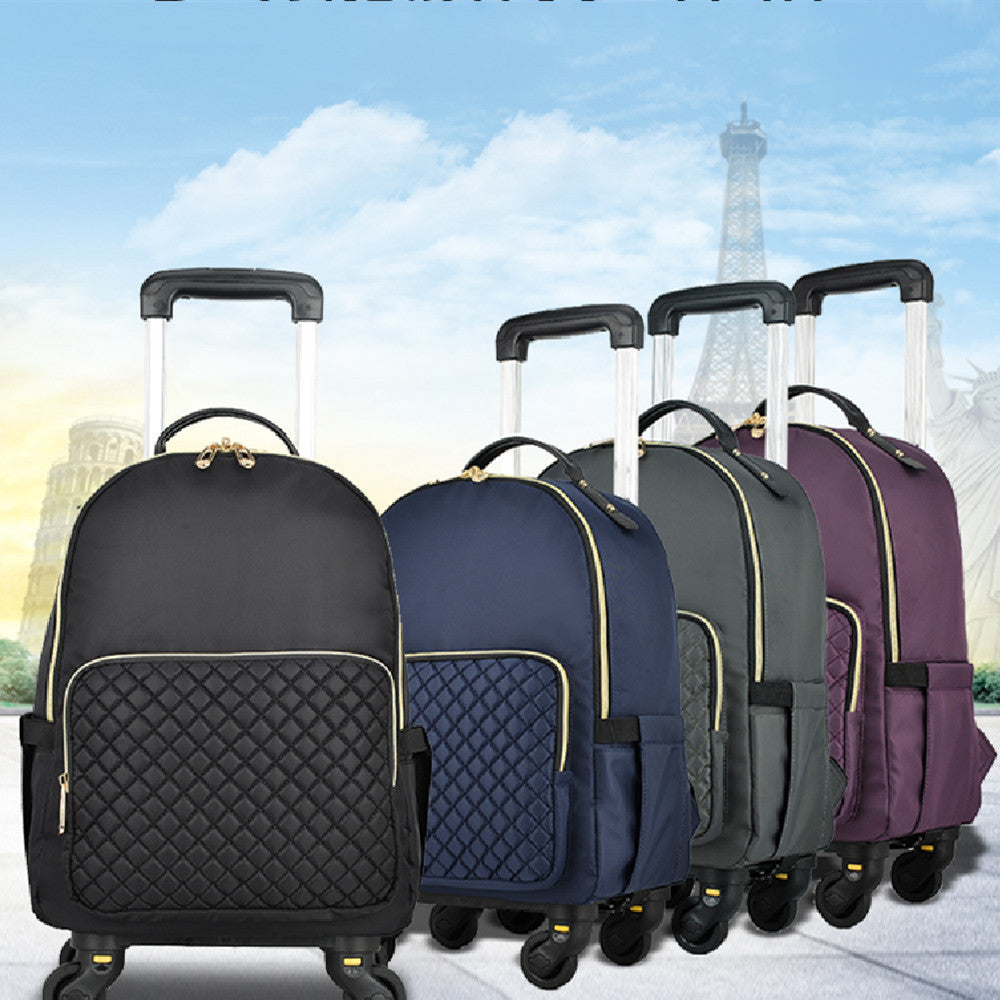 Sac à dos à roulettes amovible pour femme avec imprimé sur toile