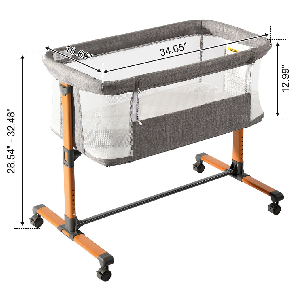 150D Encrypted Cationic Cloth , Grey, Bassinet Bed For Babies