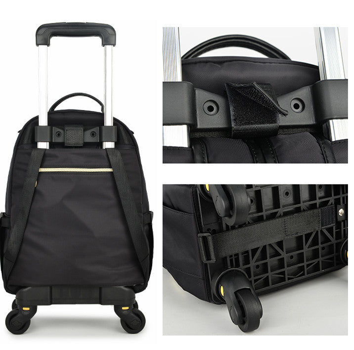 Sac à dos à roulettes amovible pour femme avec imprimé sur toile