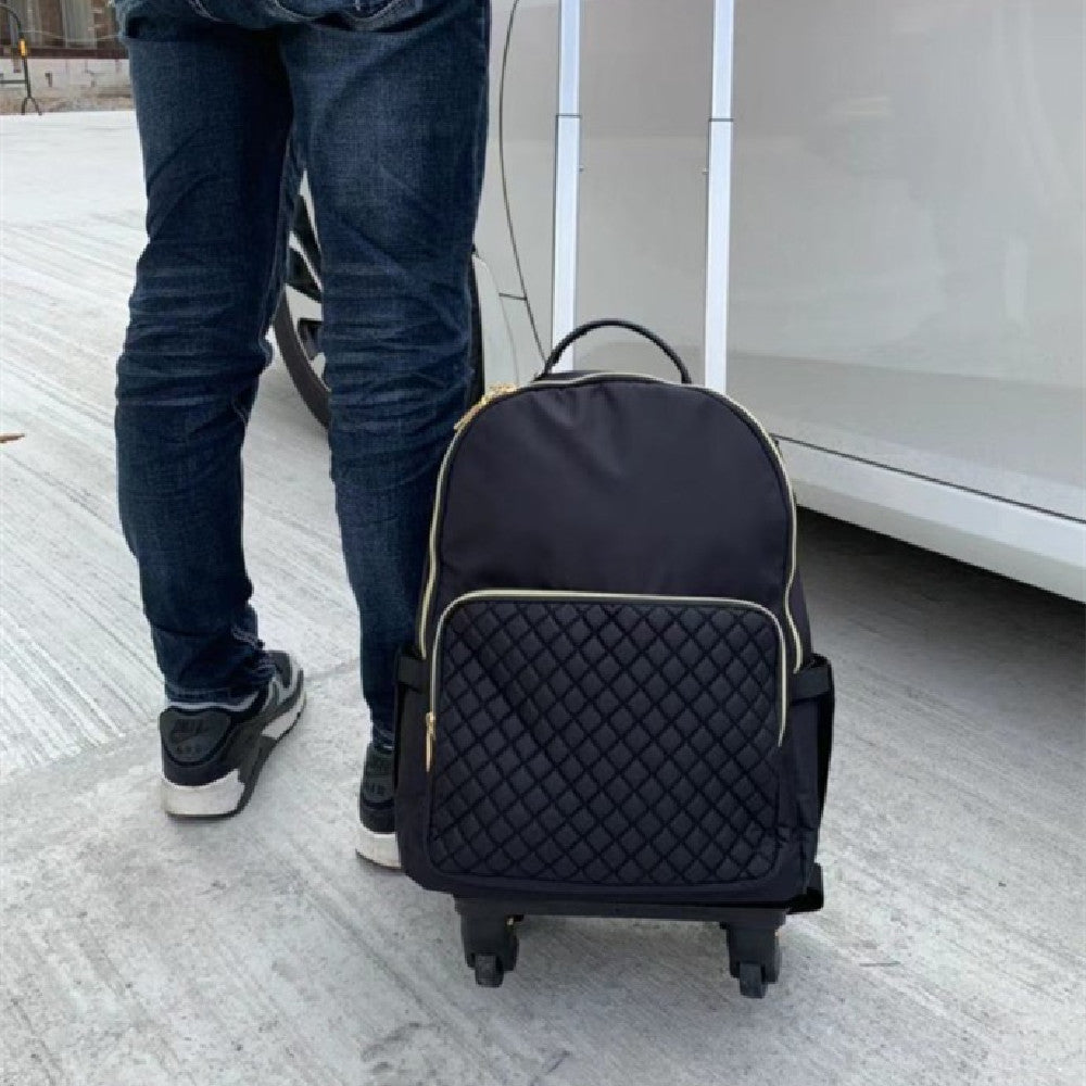 Sac à dos à roulettes amovible pour femme avec imprimé sur toile