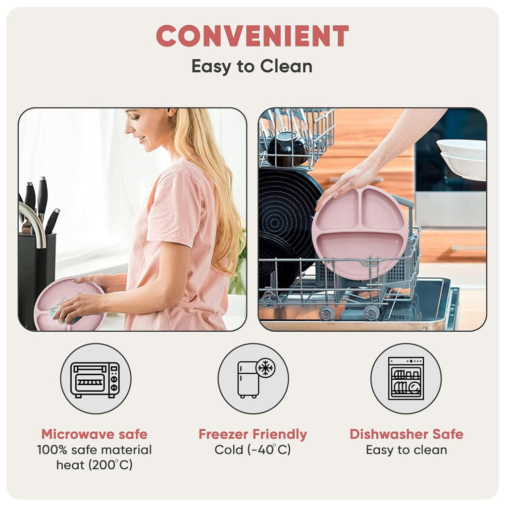 Kit d'alimentation pour bébé en silicone avec ventouse, 10 pièces, alimentation pour bébé avec bol à ventouse, assiette divisée, bavoir souple réglable, cuillère, fourchette, gobelet avec couvercle et autres ustensiles, rose Sakura