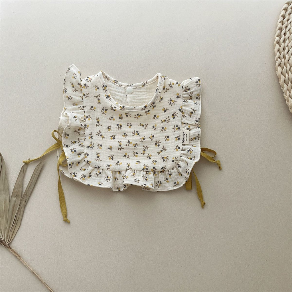 Gerüschtes 4-lagiges Speicheltuch aus Baumwollgaze für Kleinkinder